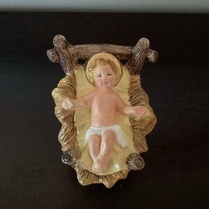 Atlantic Mold Baby Jesus Nativity Figure Hand Painted Ceramic Figurine Vintage